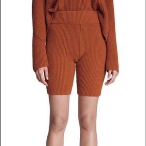 Rag & Bone Sunny Rib-Knit Biker Shorts Paprika Size Small